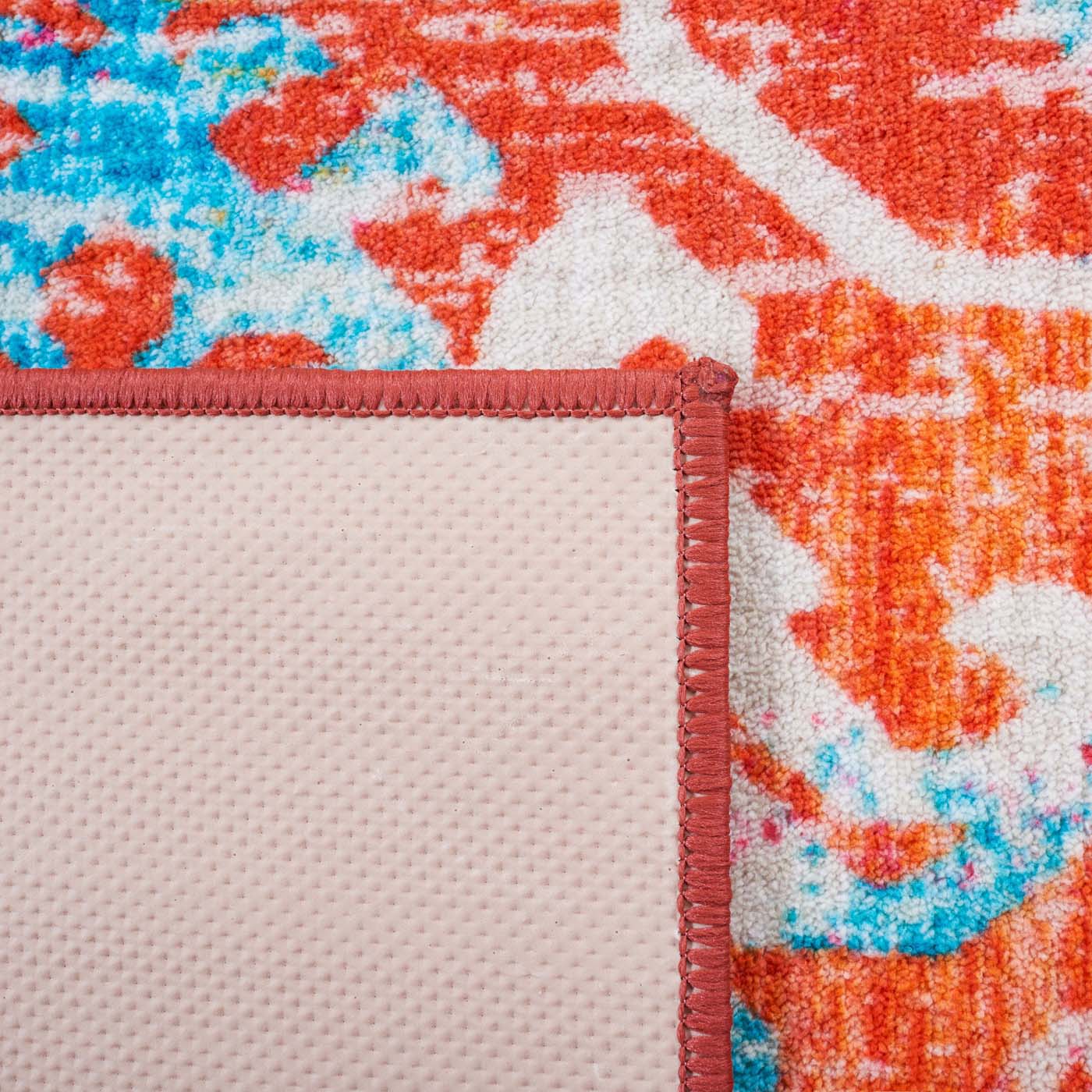 Safavieh Riviera Machine Washable 117 Rug, RIV117 - Orange / Light Blue