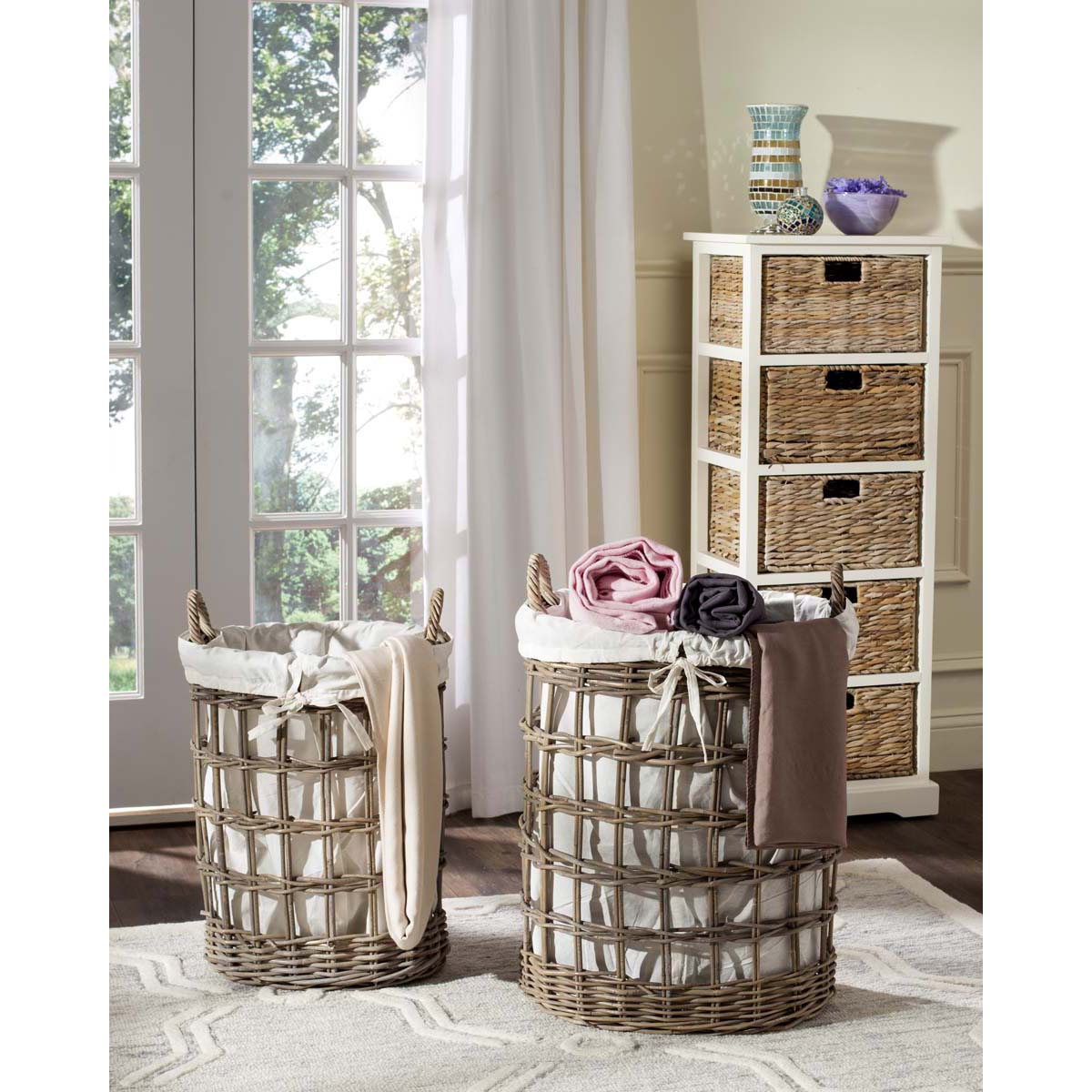 Safavieh Adisa Wicker Storage Hamper , SEA7009 - Grey