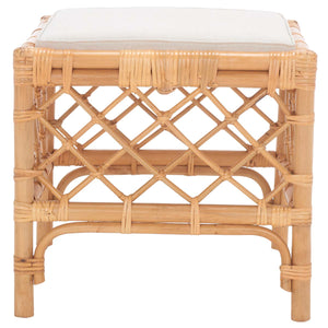Safavieh Larroux Rattan Ottoman W/ Cushion , SEA7044