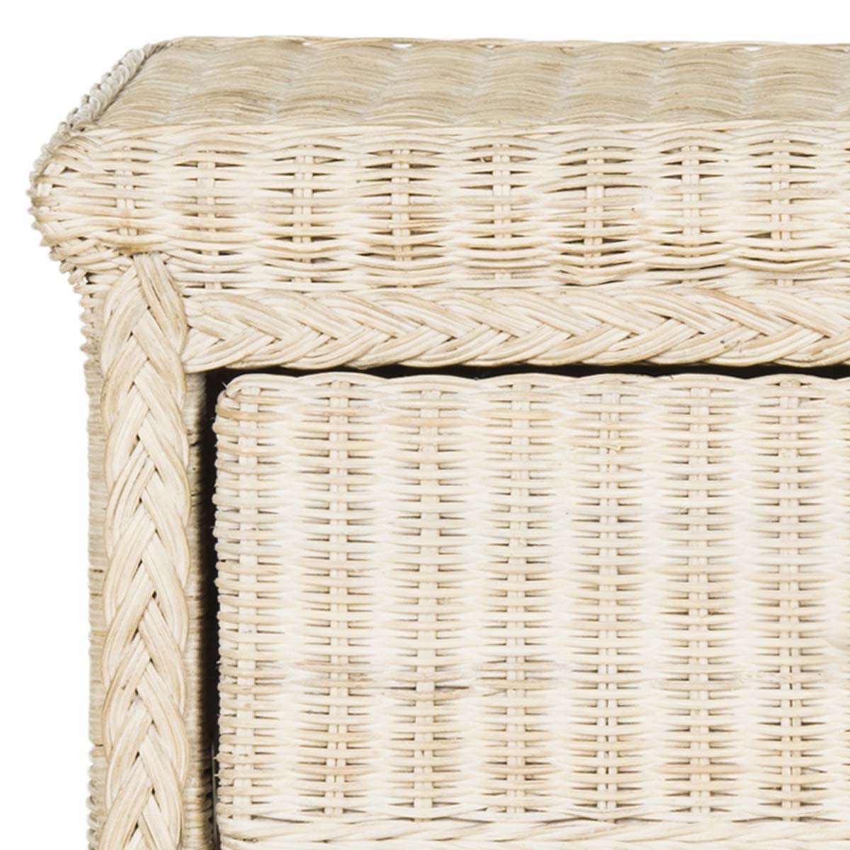 Safavieh Adira Natural White Wash Wicker Nightstand With Drawer And 8H Storage , SEA8002 - White Washed