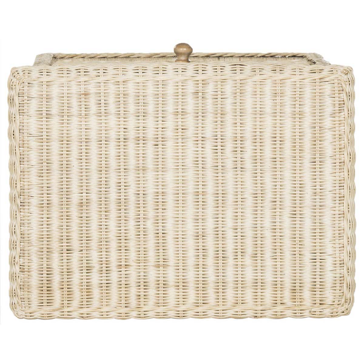 Safavieh Adira Natural White Wash Wicker Nightstand With Drawer And 8H Storage , SEA8002 - White Washed