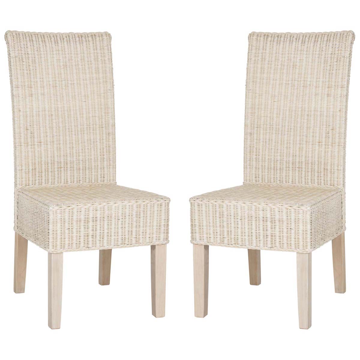 Safavieh Arjun 18''H Wicker Dining Chair, SEA8013 - White Washed (Set of 2)