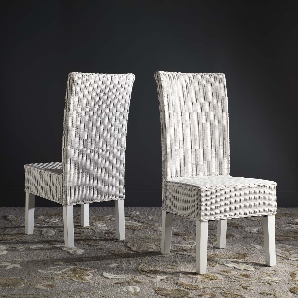 Safavieh Arjun 18''H Wicker Dining Chair, SEA8013 - White (Set of 2)