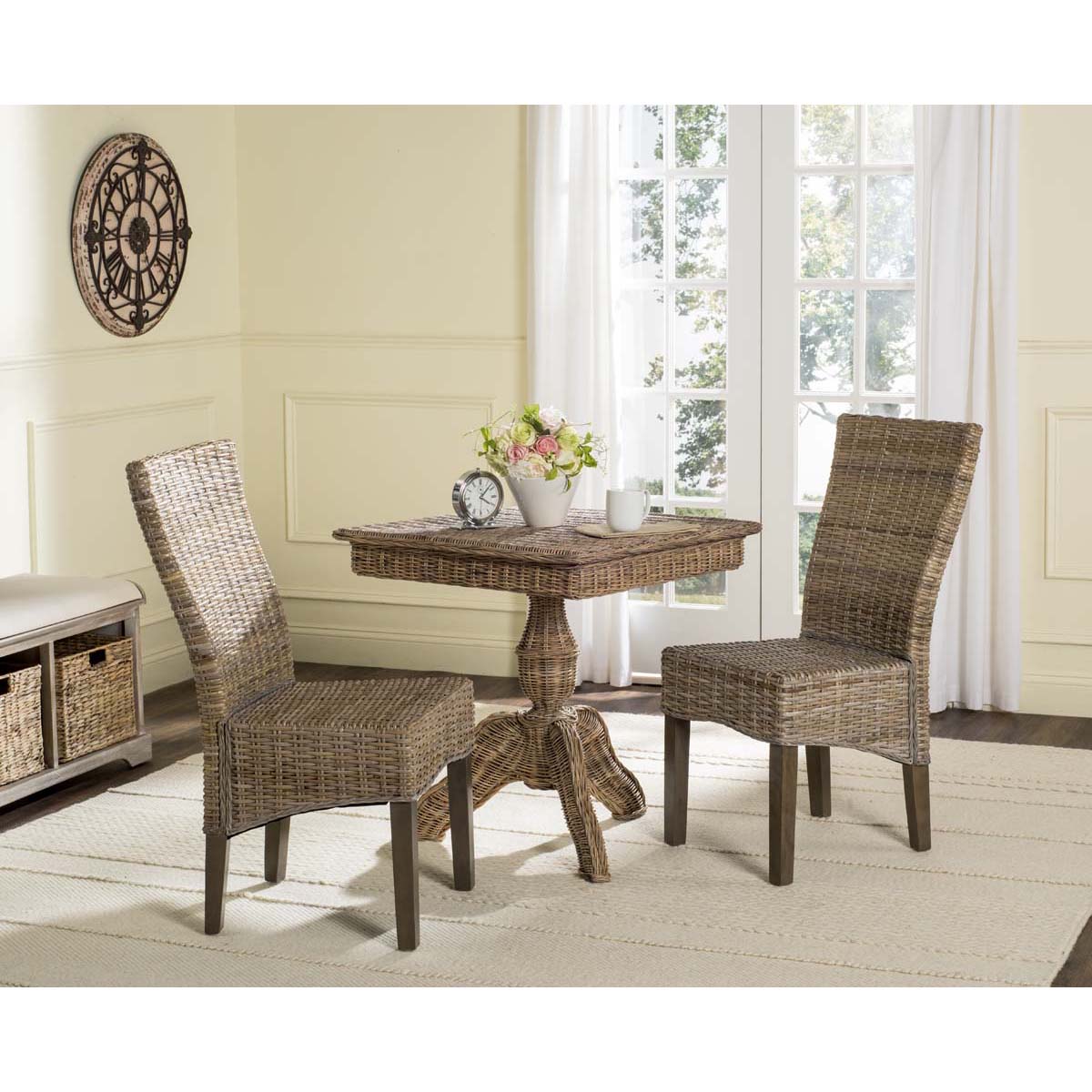 Safavieh Ozias 19''H Wicker Dining Chair, SEA8014 - Grey (Set of 2)