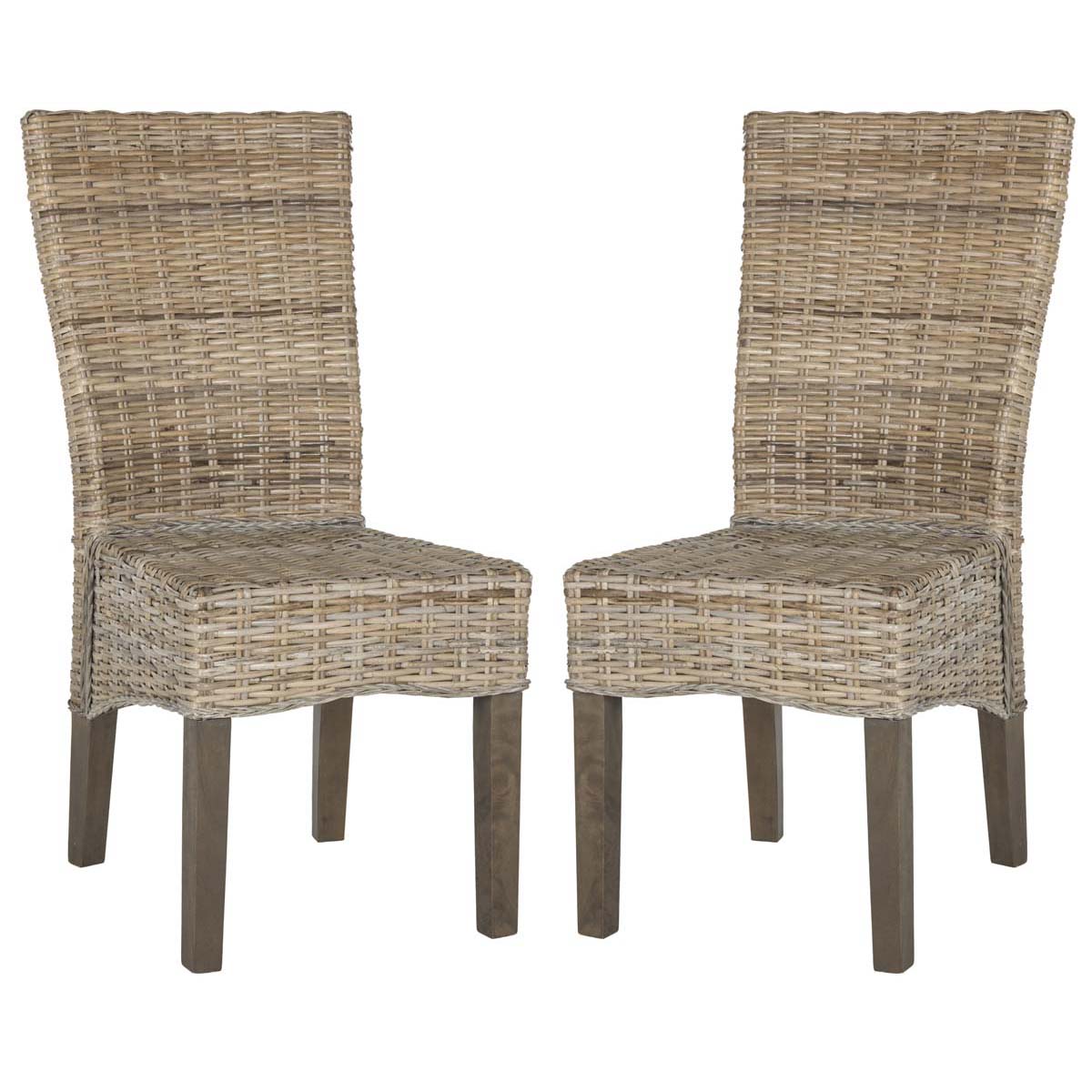 Safavieh Ozias 19''H Wicker Dining Chair, SEA8014 - Grey (Set of 2)