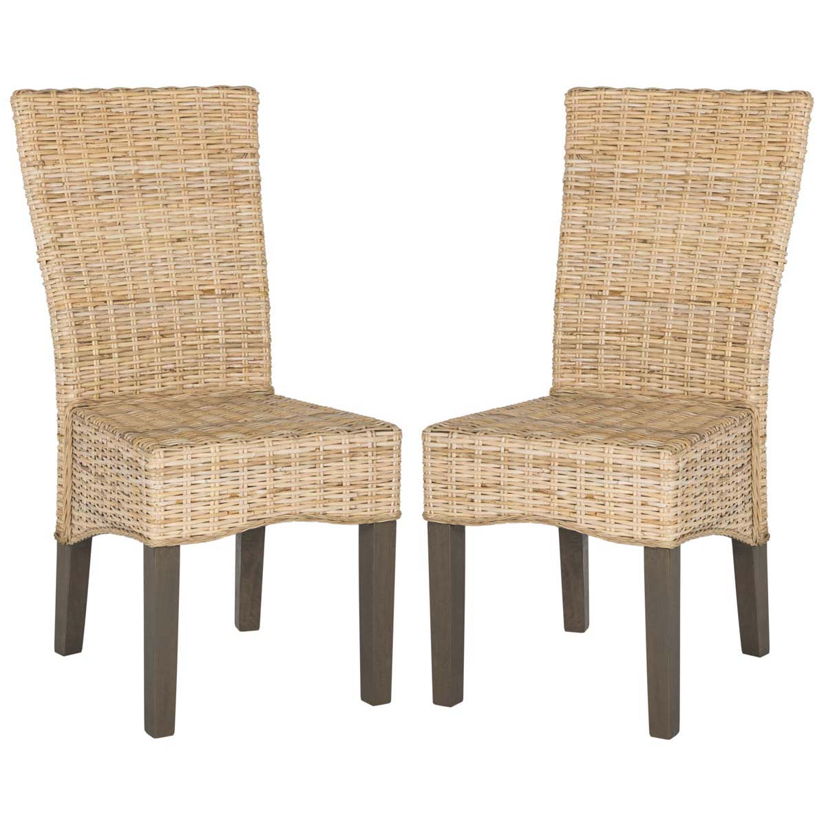 Safavieh Ozias 19''H Wicker Dining Chair, SEA8014 - Natural (Set of 2)