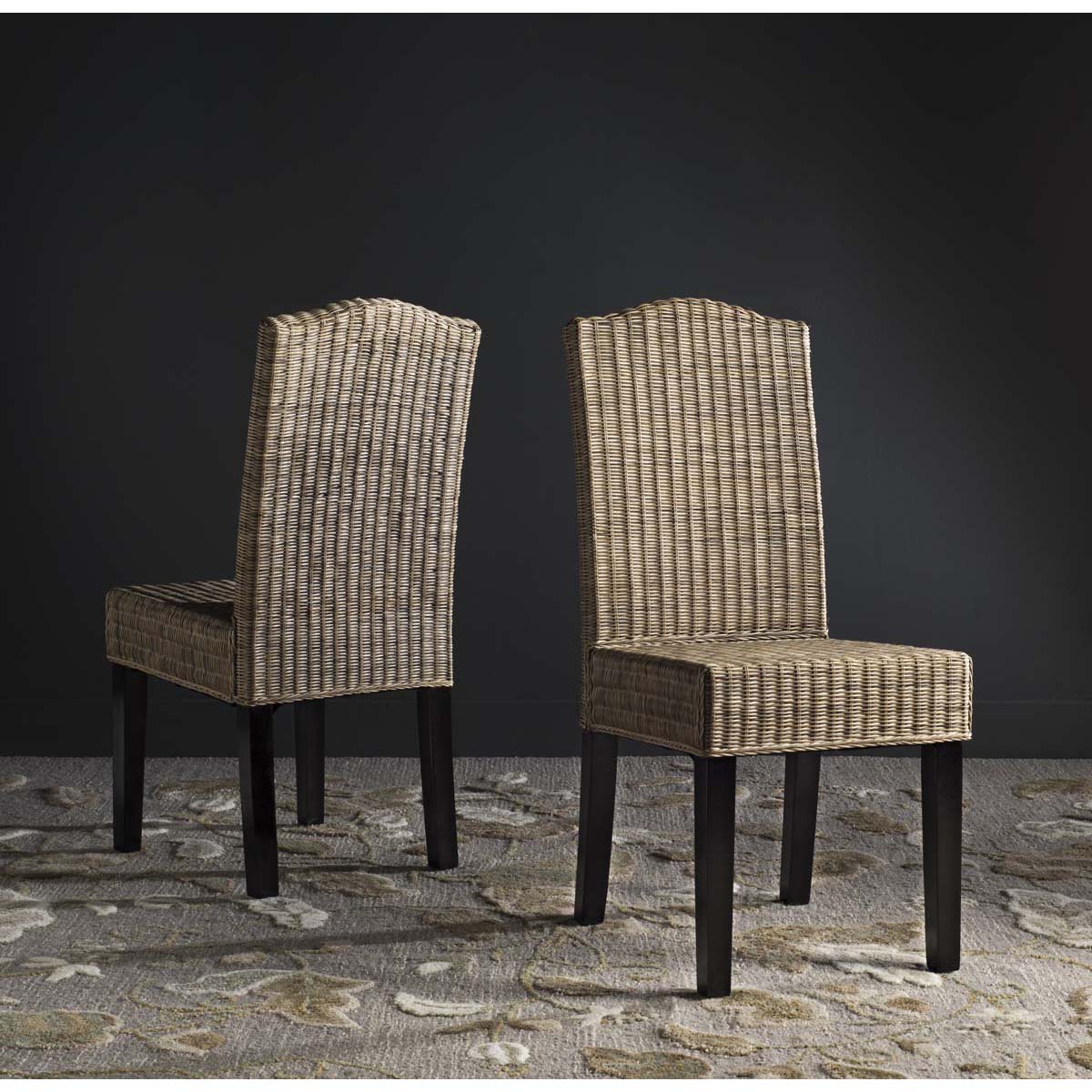 Safavieh Odette 19''H Wicker Dining Chair, SEA8015 - Grey (Set of 2)
