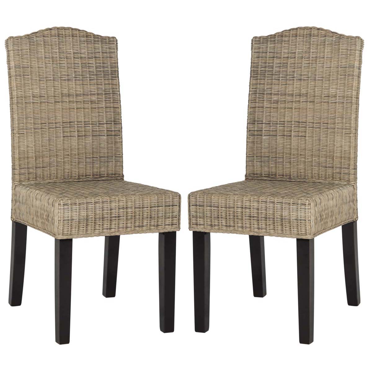 Safavieh Odette 19''H Wicker Dining Chair, SEA8015 - Grey (Set of 2)