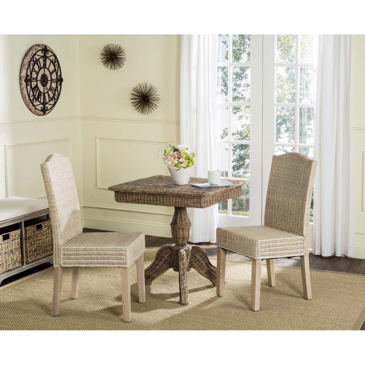 Safavieh Odette 19''H Wicker Dining Chair, SEA8015 - White Washed (Set of 2)