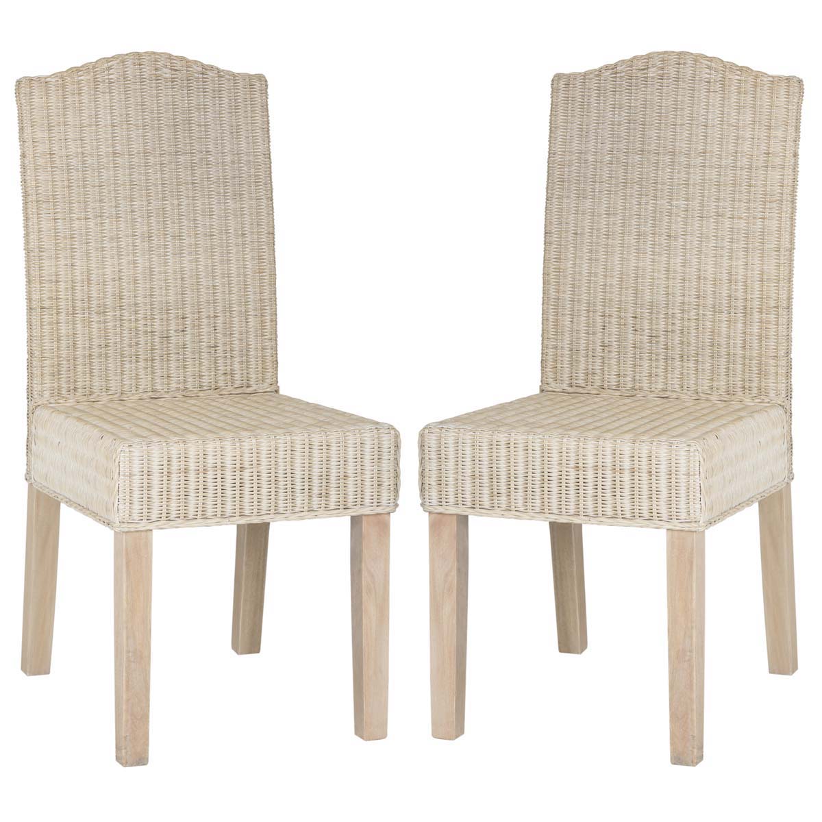 Safavieh Odette 19''H Wicker Dining Chair, SEA8015 - White Washed (Set of 2)