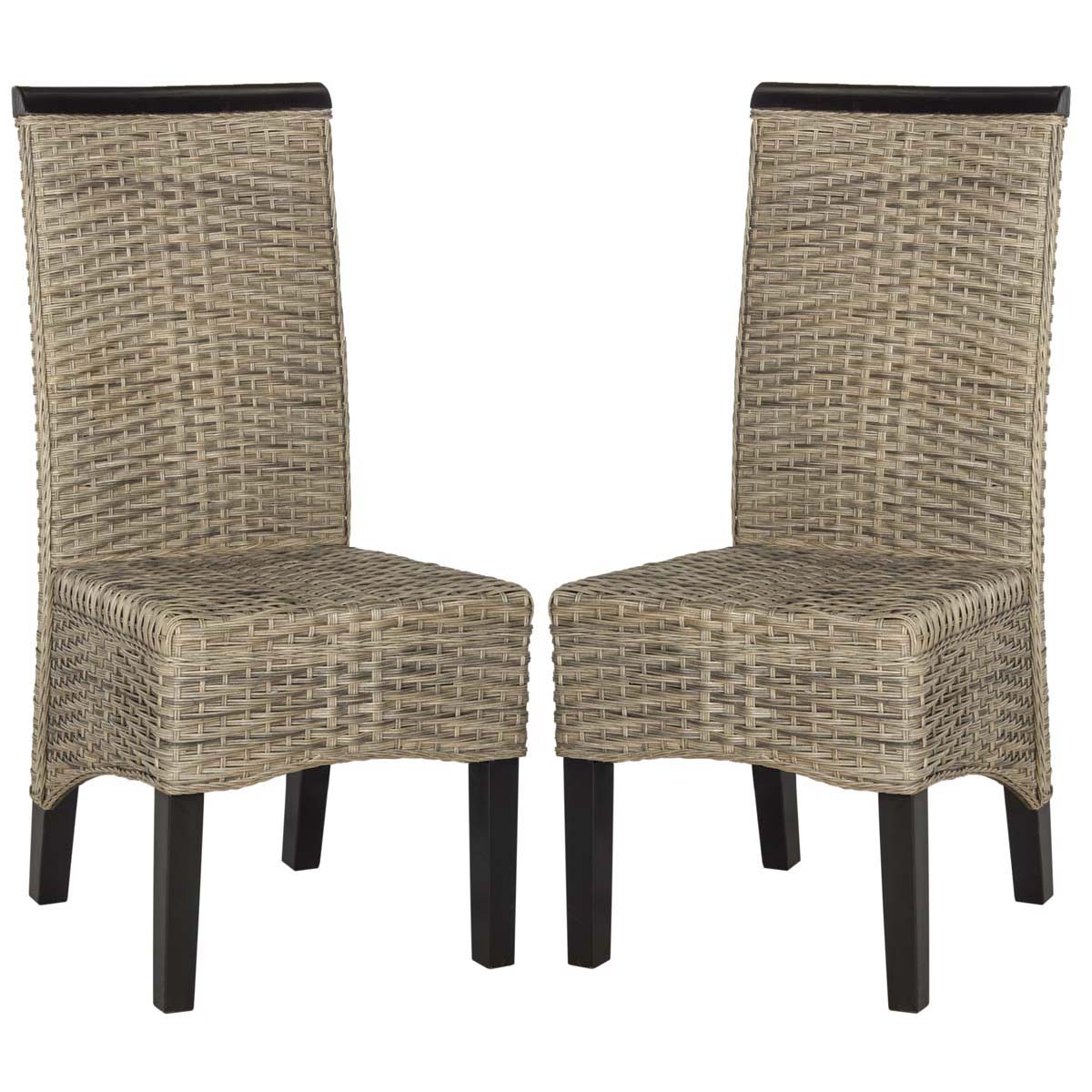Safavieh Ilya 18''H Wicker Dining Chair, SEA8017 - Grey (Set of 2)