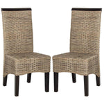 Safavieh Ilya 18''H Wicker Dining Chair, SEA8017 - Grey (Set of 2)