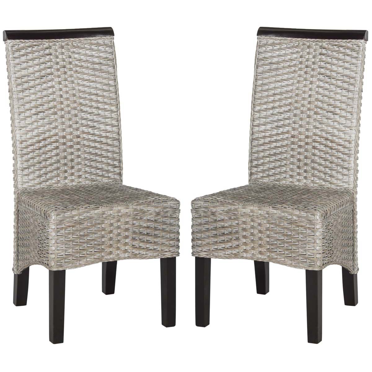 Safavieh Ilya 18''H Wicker Dining Chair, SEA8017 - Antique/Grey (Set of 2)