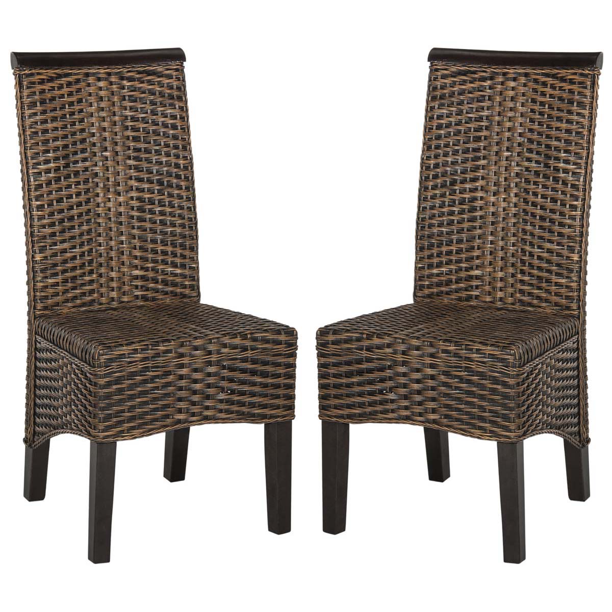 Safavieh Ilya 18''H Wicker Dining Chair, SEA8017 - Brown/Multi (Set of 2)