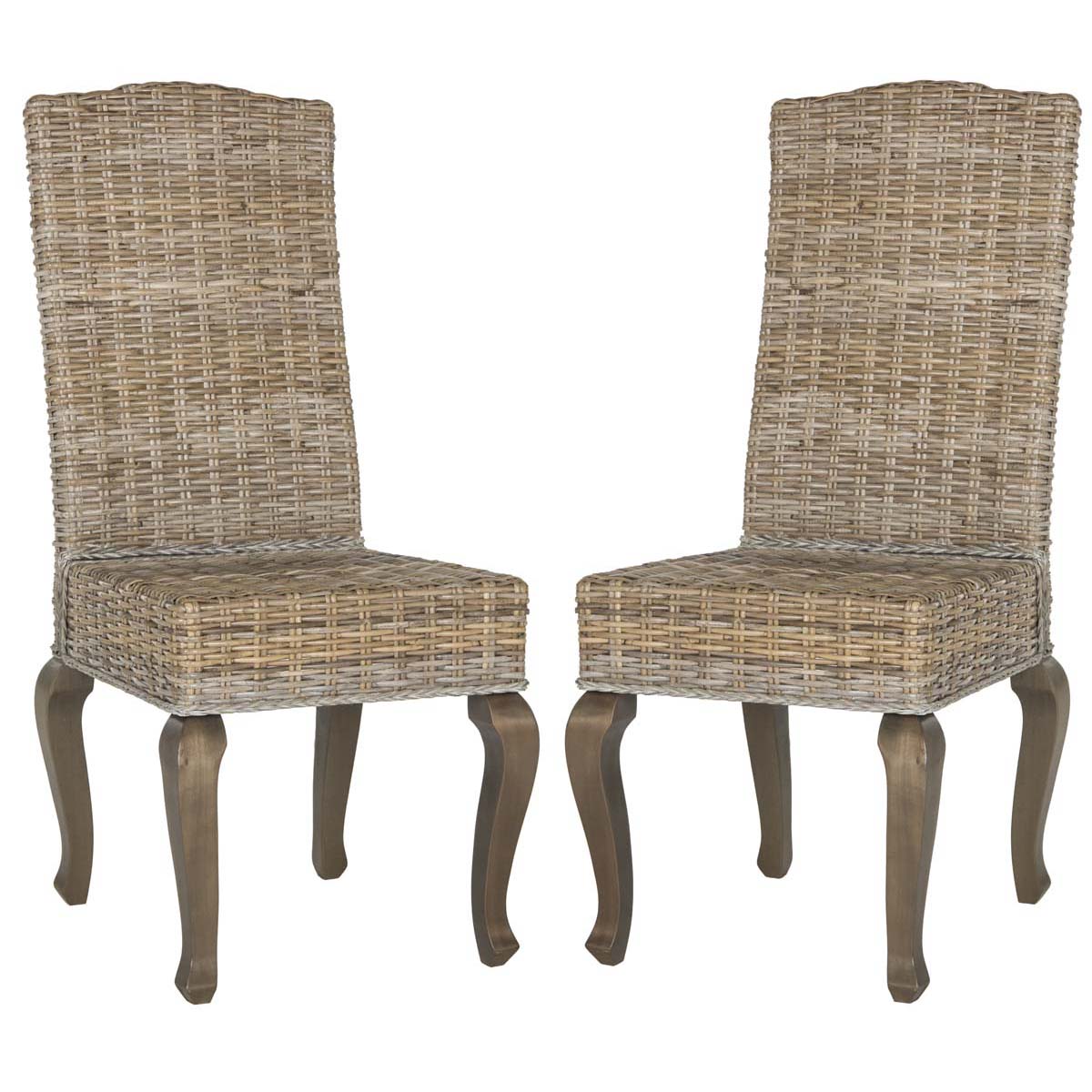Safavieh Milos 18''H Wicker Dining Chair, SEA8018 - Grey (Set of 2)
