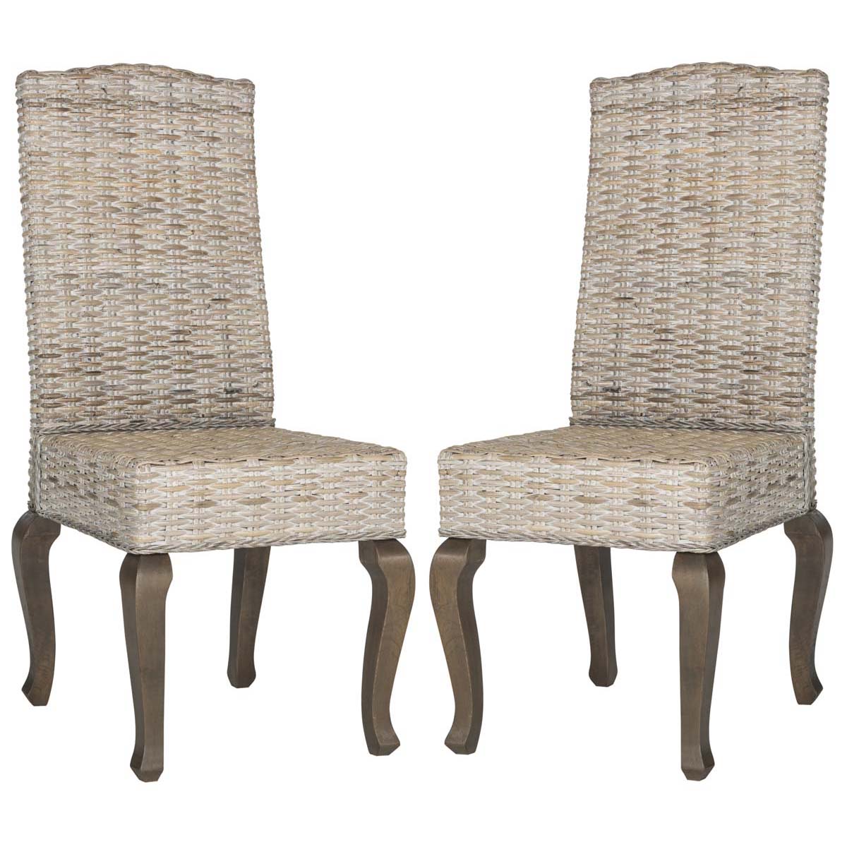 Safavieh Milos 18''H Wicker Dining Chair, SEA8018 - White Washed (Set of 2)