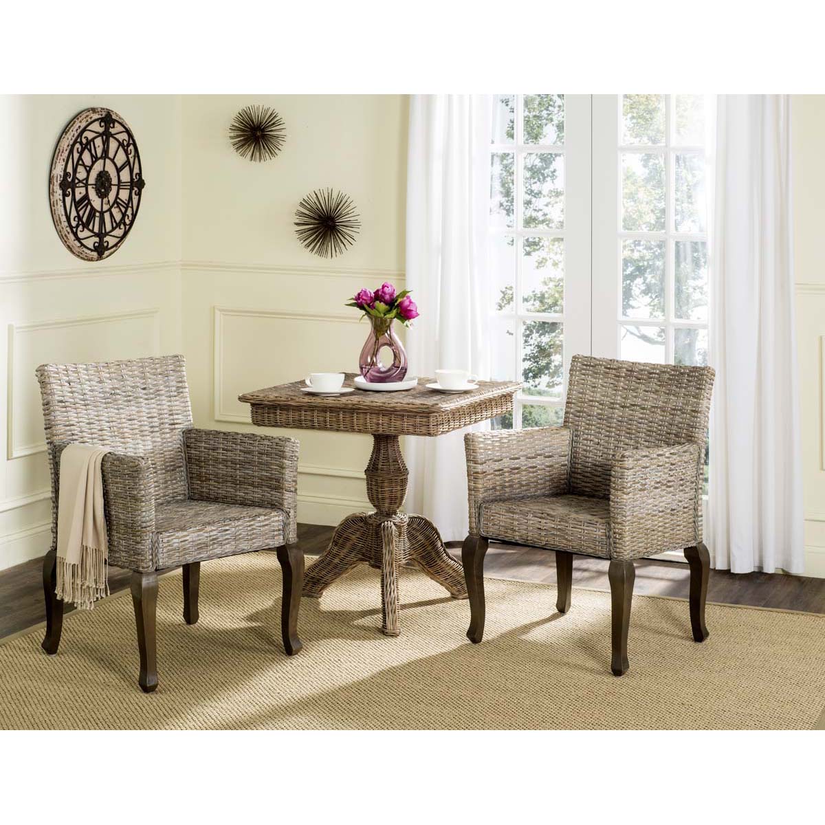 Safavieh Armando 18''H Wicker Dining Chair, SEA8019 - White Washed (Set of 2)