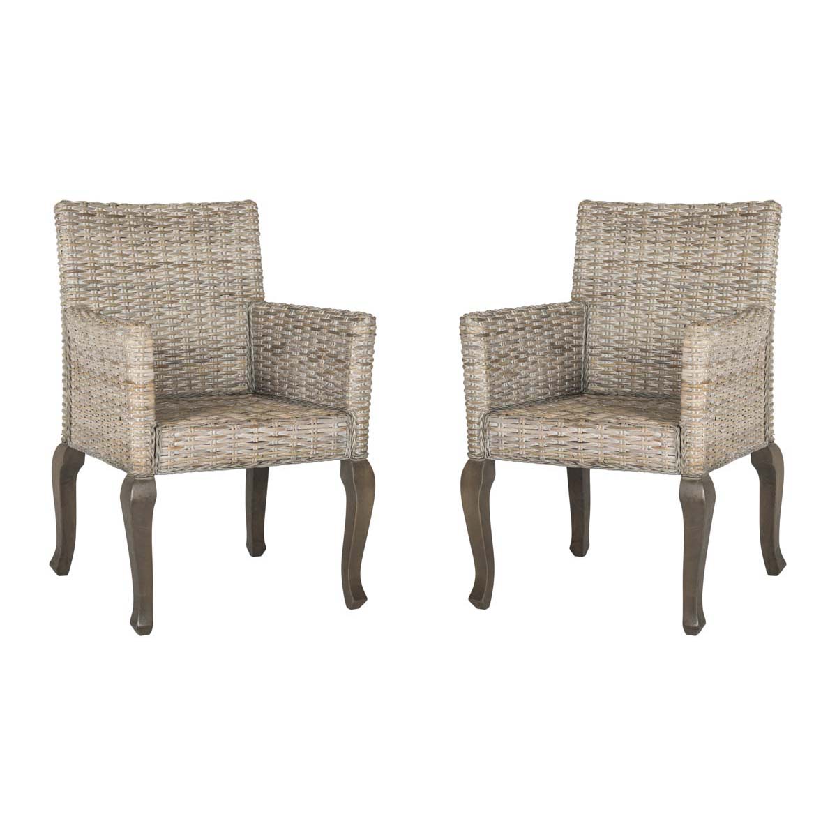 Safavieh Armando 18''H Wicker Dining Chair, SEA8019 - White Washed (Set of 2)