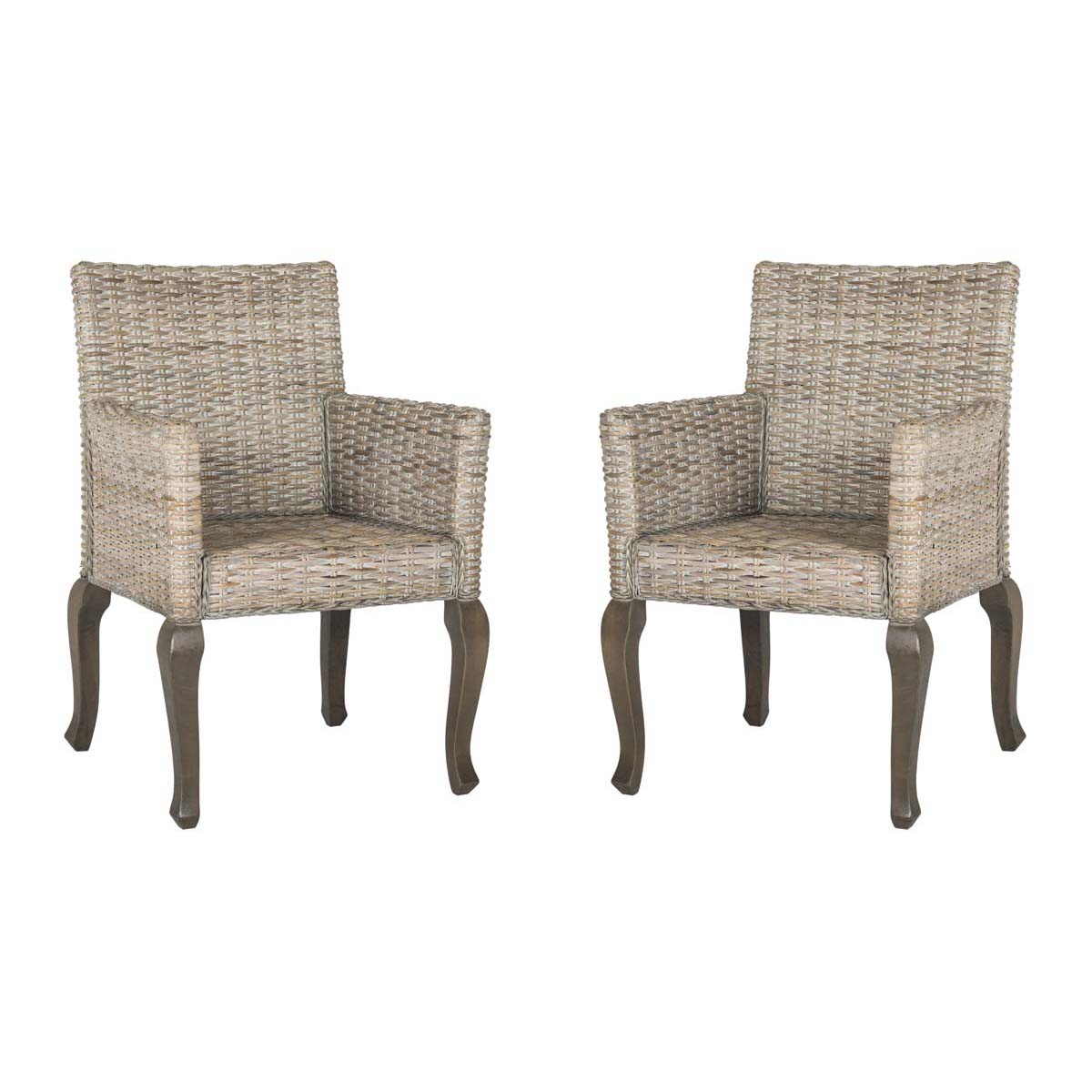 Safavieh Armando 18''H Wicker Dining Chair, SEA8019 - White Washed (Set of 2)