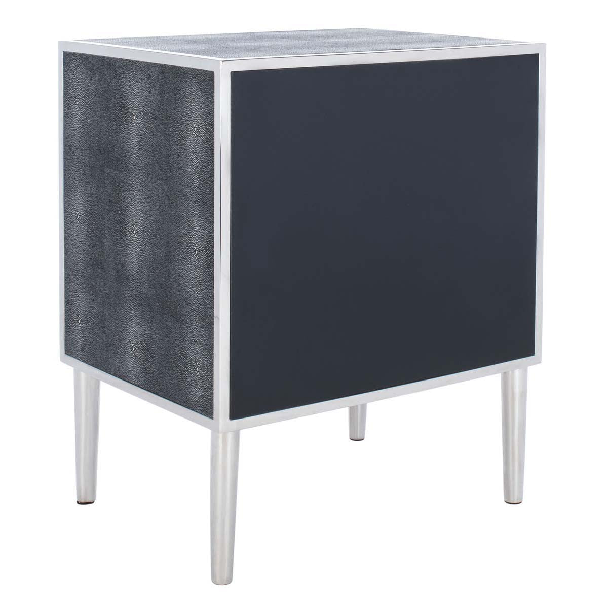 Safavieh Couture Tammy 1 Drawer Faux Shagreen Nightstand - Black / Silver