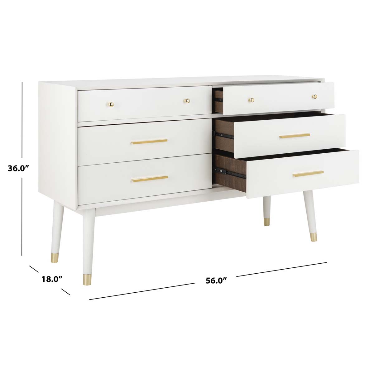 Safavieh Couture Madden Retro Dresser - White / Brass
