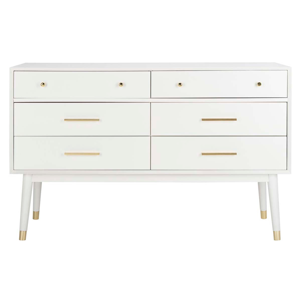 Safavieh Couture Madden Retro Dresser - White / Brass