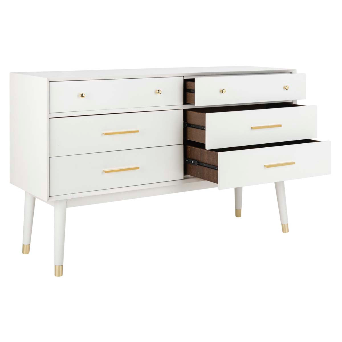 Safavieh Couture Madden Retro Dresser - White / Brass