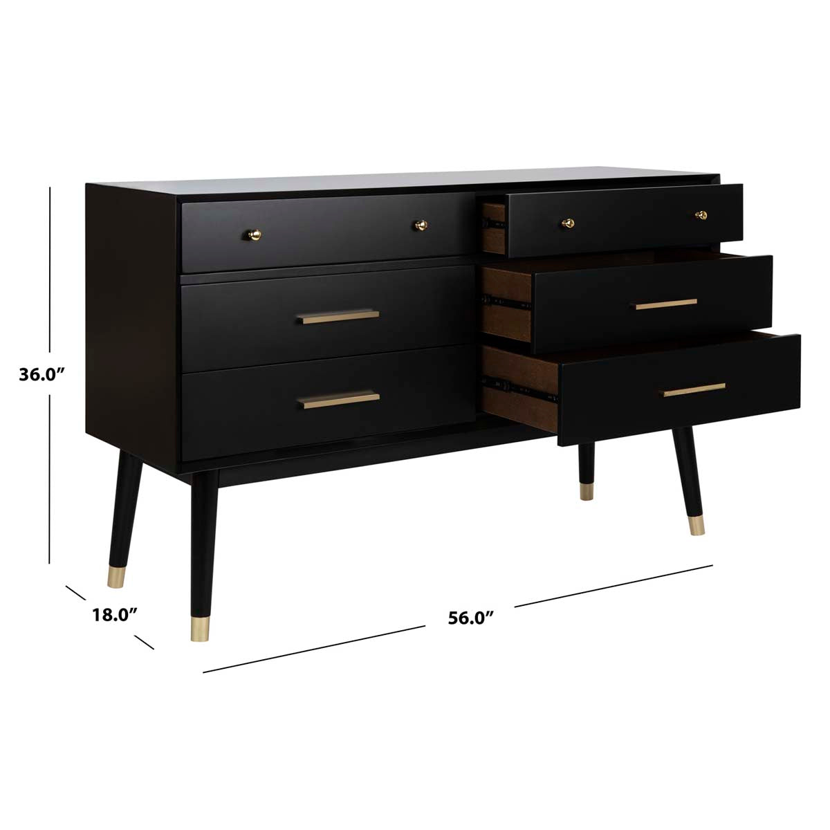 Safavieh Couture Madden Retro Dresser - Black / Brass