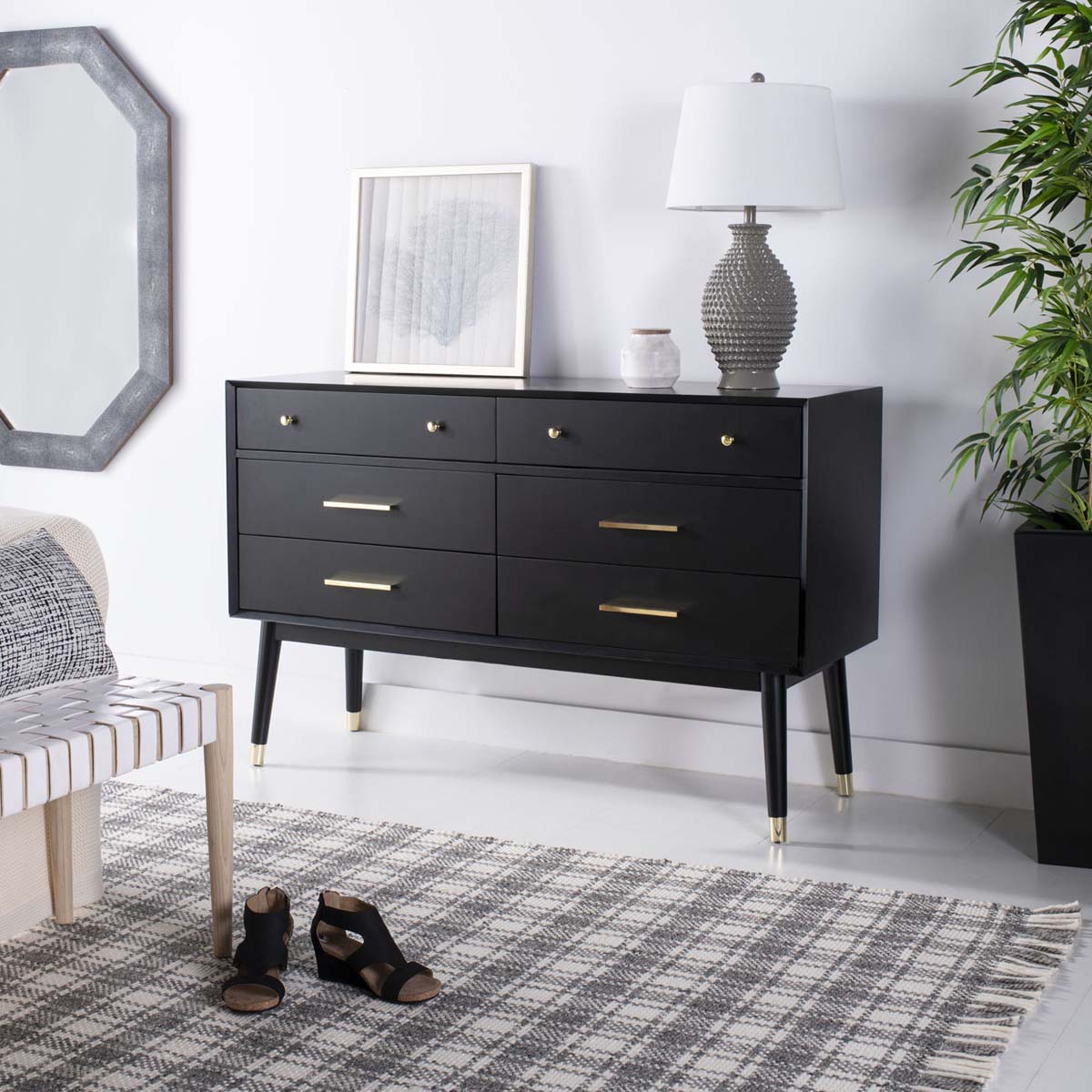 Safavieh Couture Madden Retro Dresser - Black / Brass