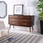 Safavieh Couture Madden Retro Dresser - Walnut / Brass