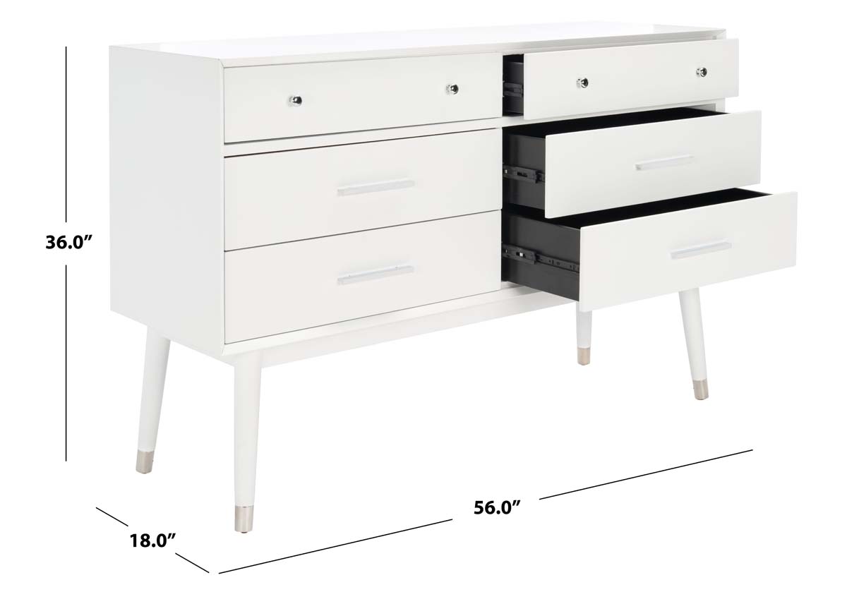 Safavieh Couture Madden Retro Dresser - White / Silver