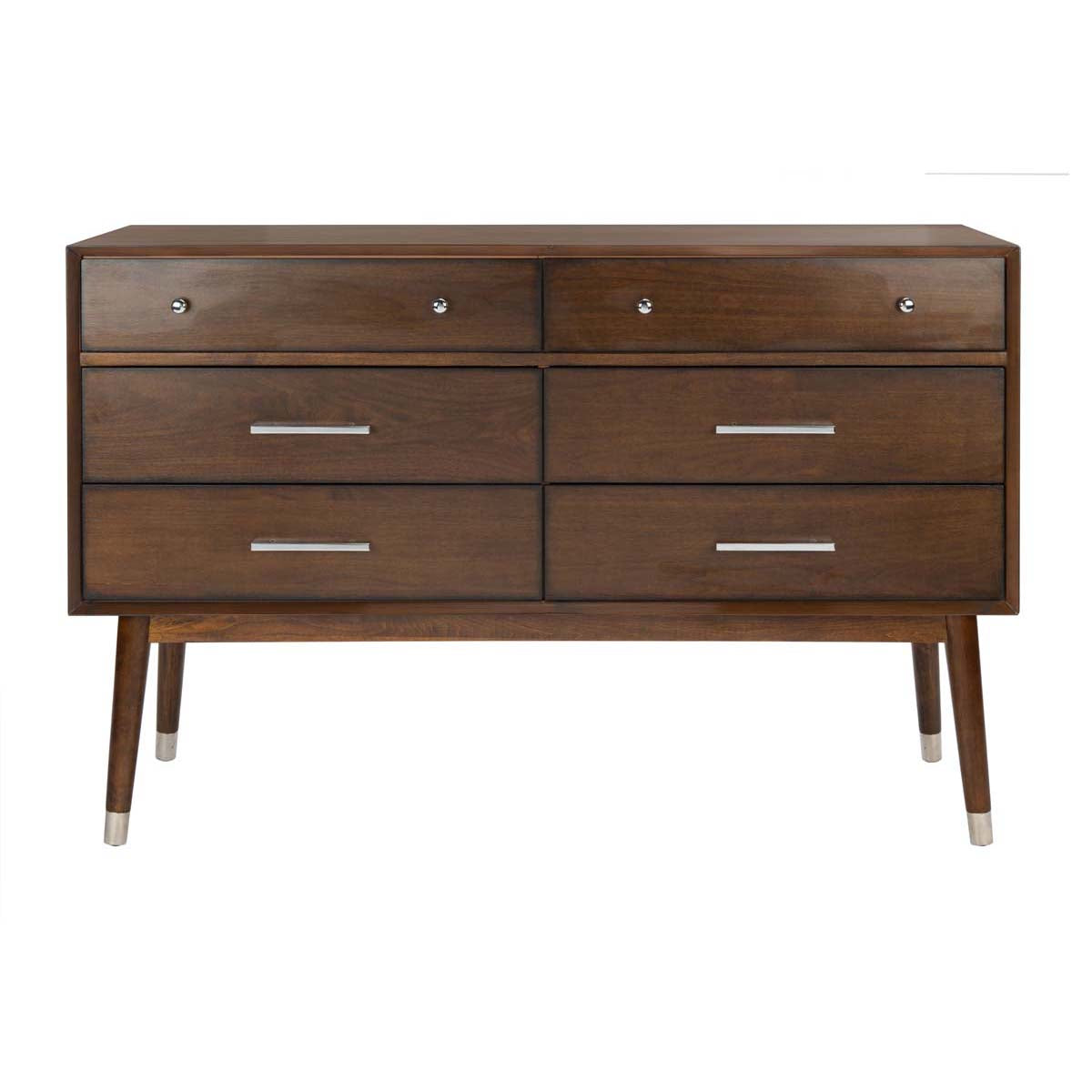 Safavieh Couture Madden Retro Dresser - Walnut / Silver