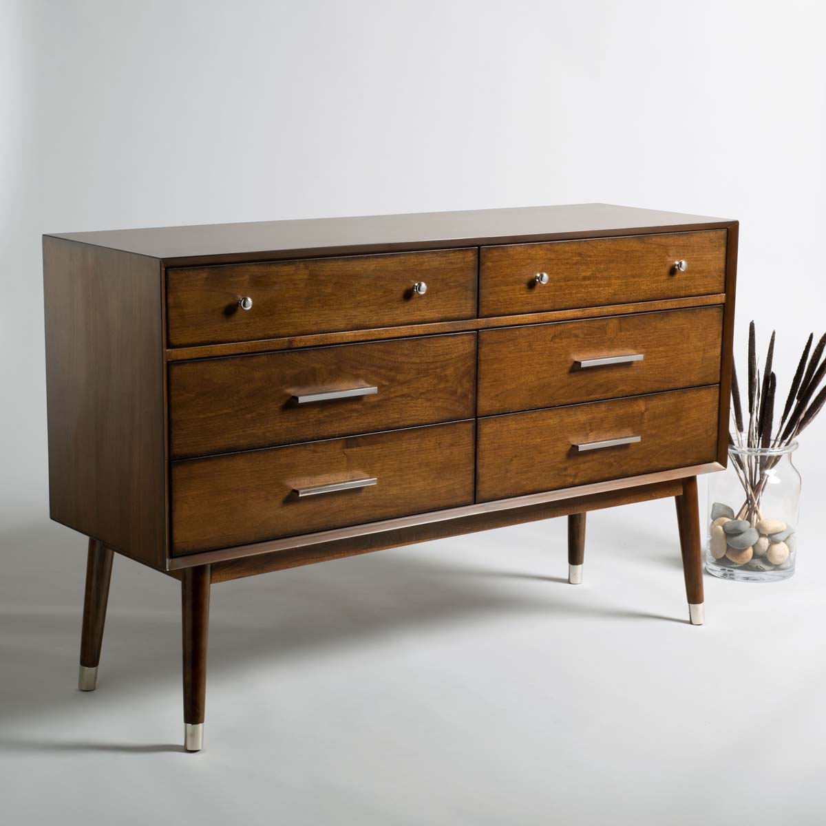 Safavieh Couture Madden Retro Dresser - Walnut / Silver