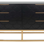 Safavieh Couture Emelia 6 Drawer Dresser - Black / Gold