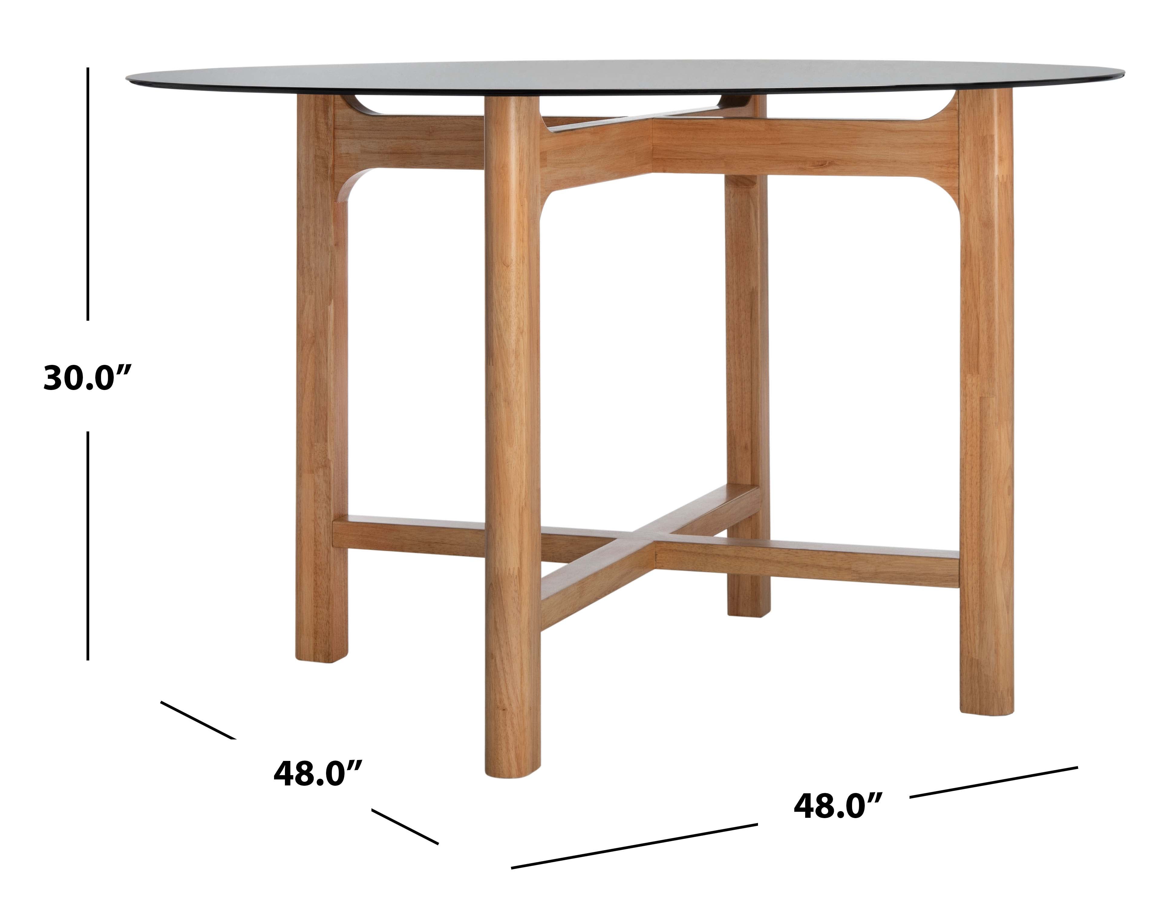 Safavieh Couture Ruthanne Round Glass Dining Table - Oak / Black