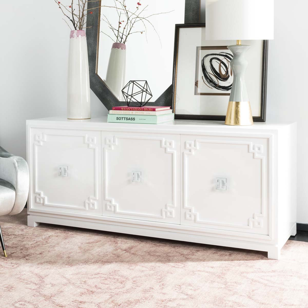 Safavieh Couture Arcelia 3 - Door White Lacquer Sideboard