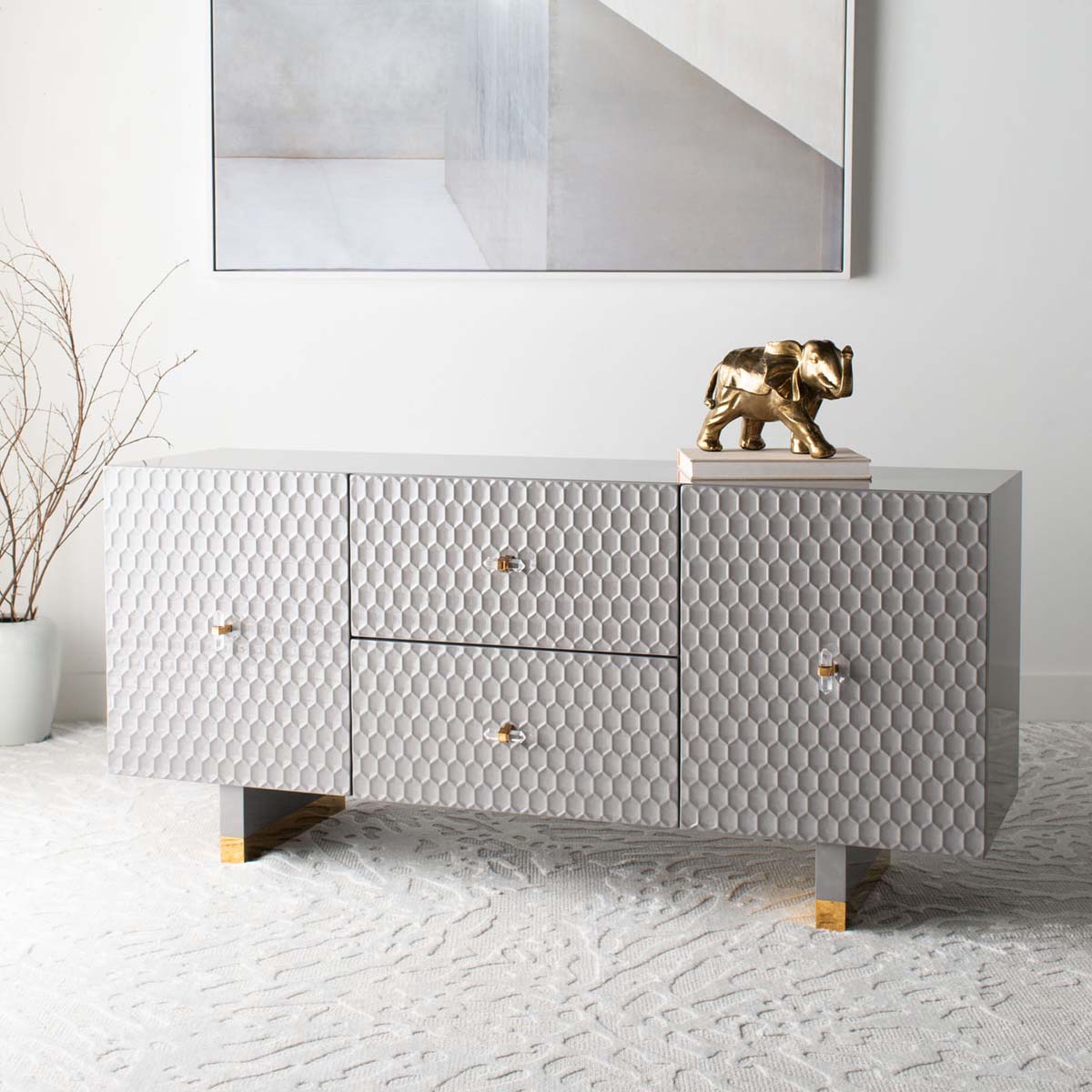 Safavieh Couture Kingsly Sideboard - Grey / Gold
