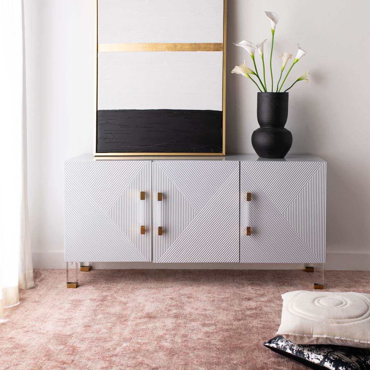 Safavieh Couture Poppy 3 Door Sideboard - Grey / Gold