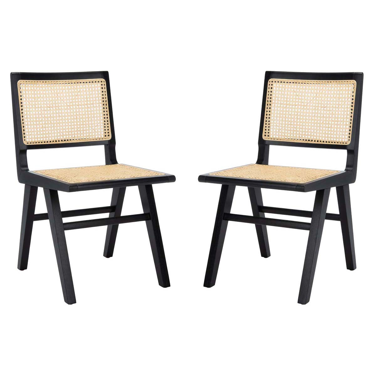 Safavieh Couture Hattie French Cane Dining Chair (Set of 2) - Black / Natural