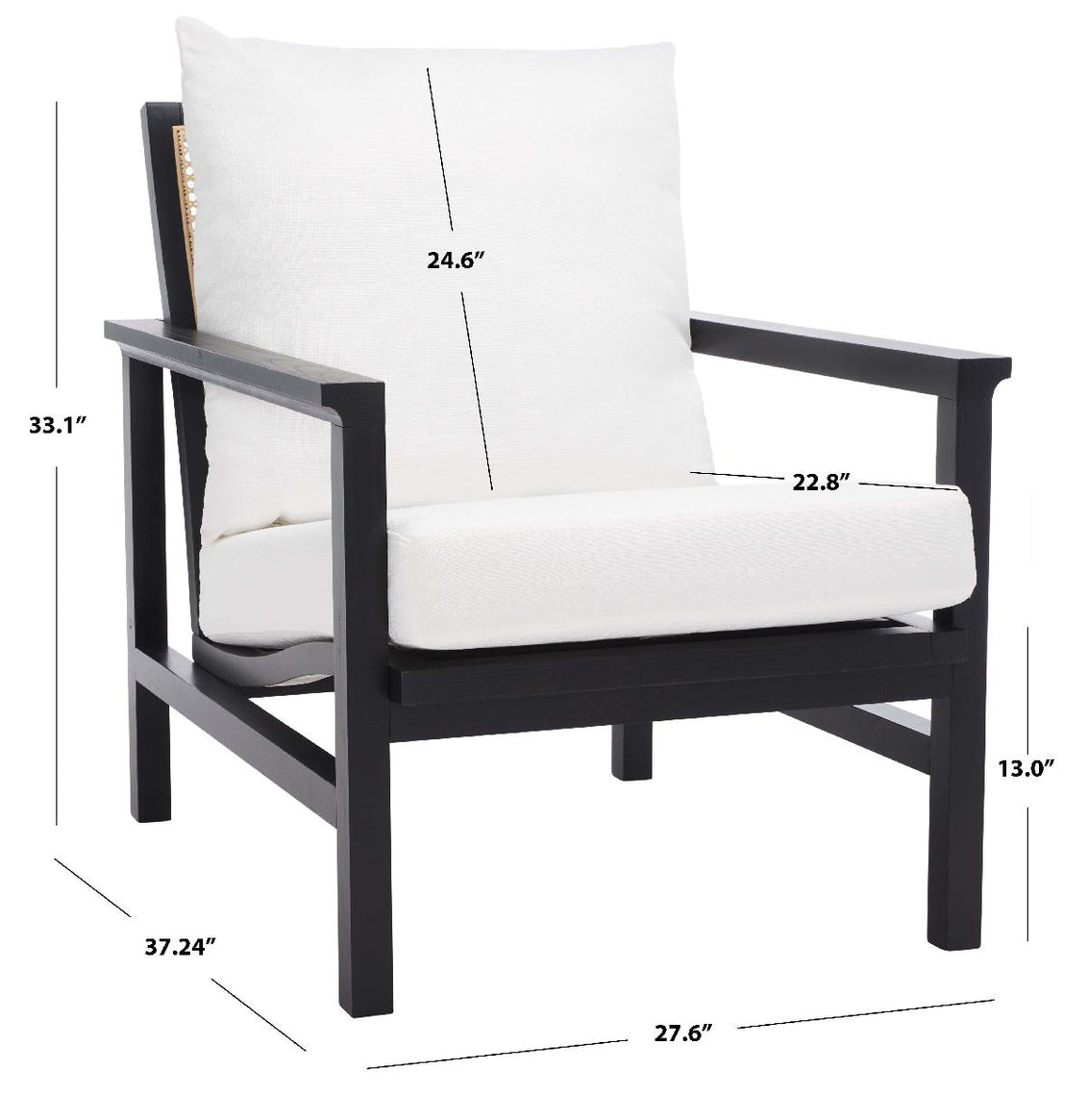 Safavieh Couture Maddison Cane Back Accent Chair - Black / Natural