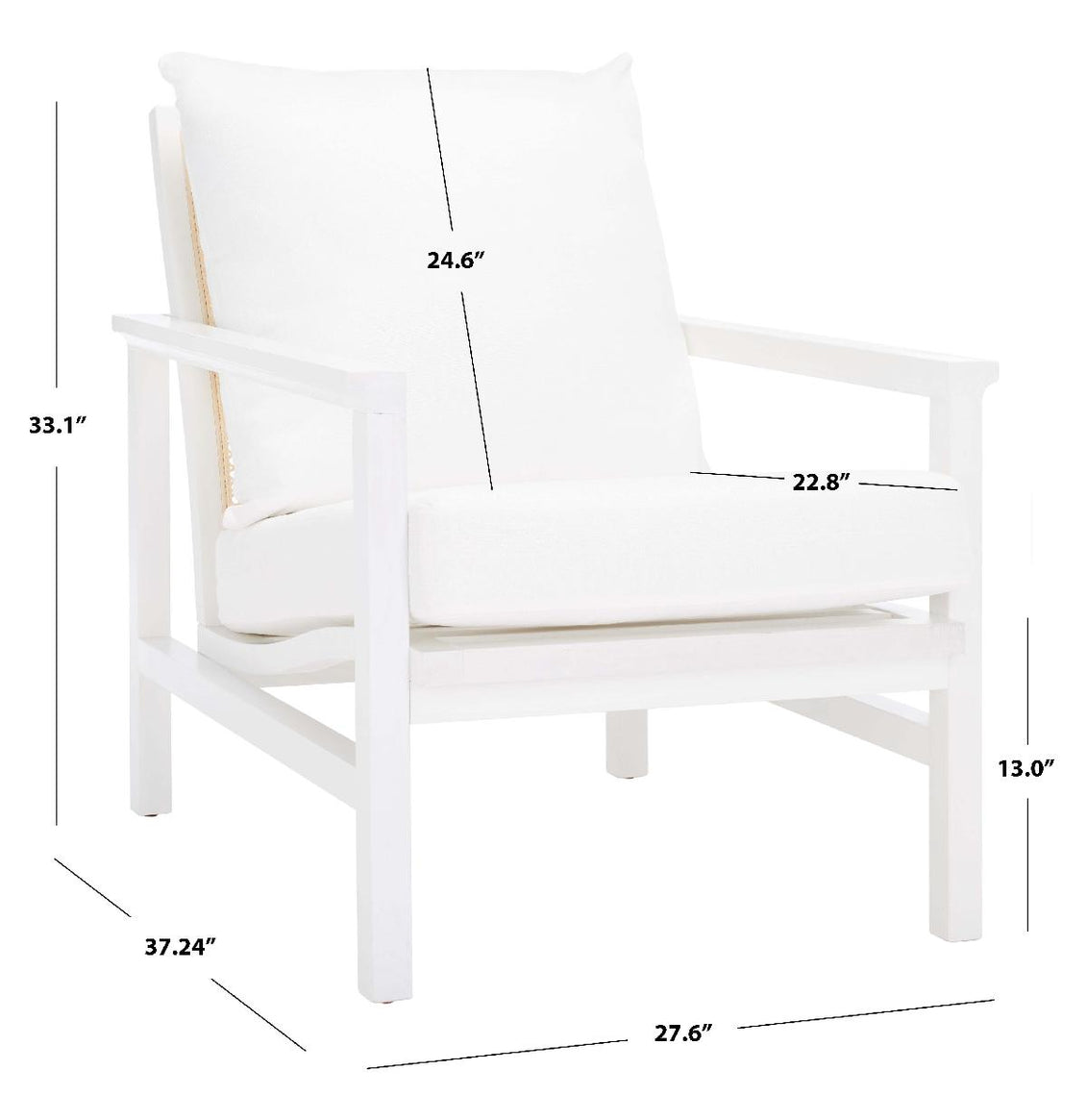 Safavieh Couture Maddison Cane Back Accent Chair - White / Natural