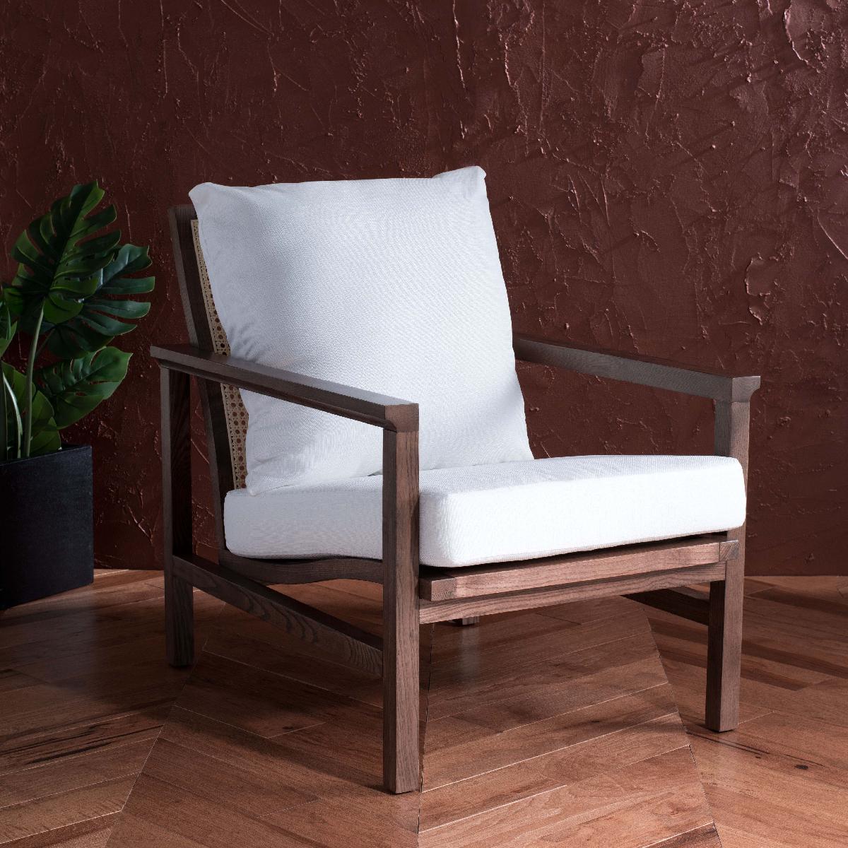Safavieh Couture Maddison Cane Back Accent Chair - Walnut / Natural