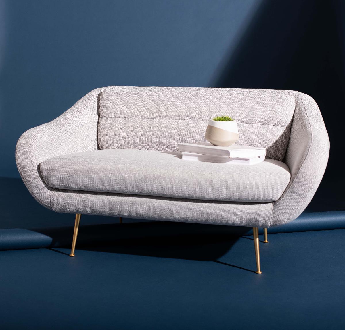 Safavieh Couture Belladonna Mid Century Loveseat - Light Grey