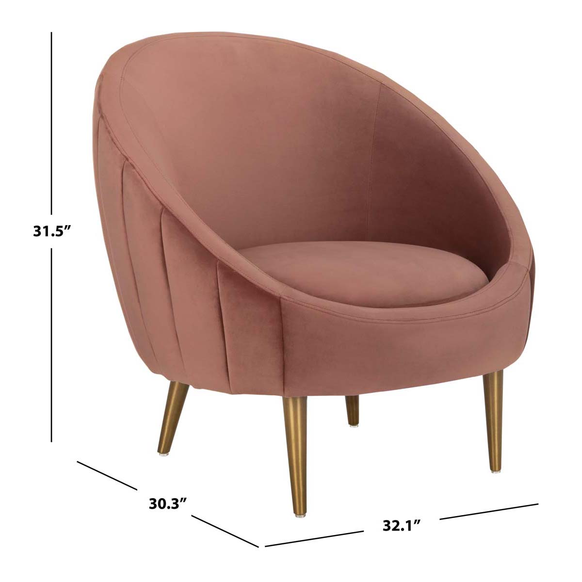 Safavieh Couture Razia Channel Tufted Tub Chair - Dusty Rose