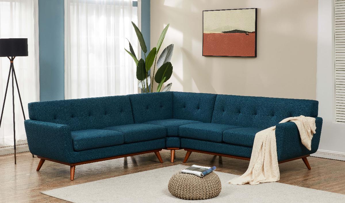 Safavieh Couture Opal Linen Tufted Corner Sectional Sofa