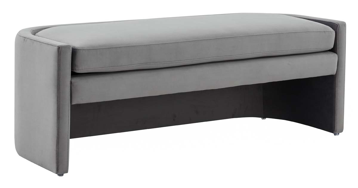 Safavieh Couture Rosabeth Curved Bench - Slate Grey