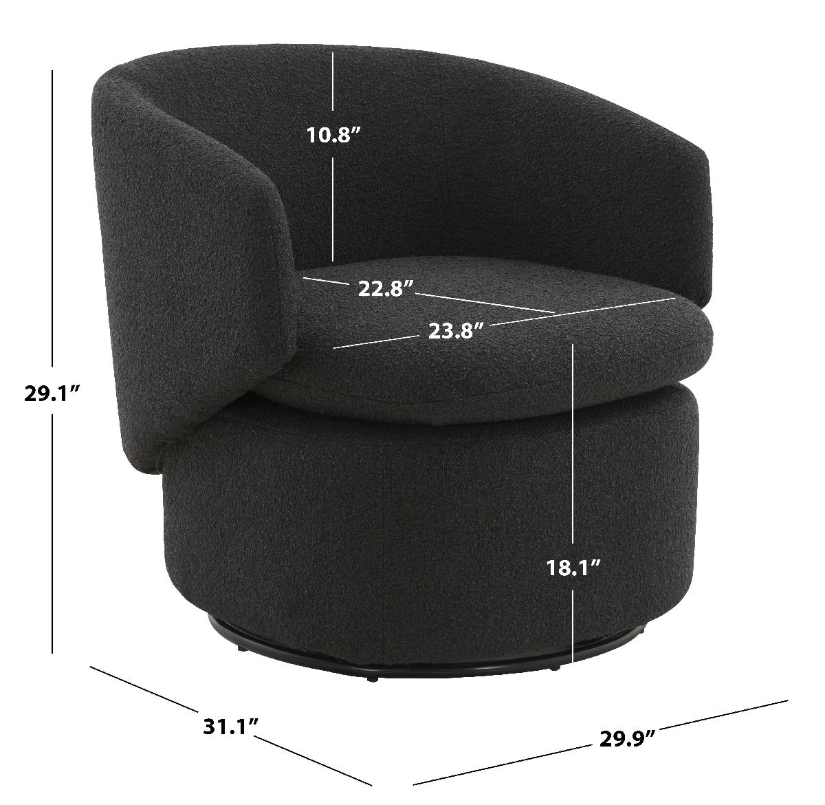 Safavieh Couture Phyllis Boucle Swivel Chair - Black