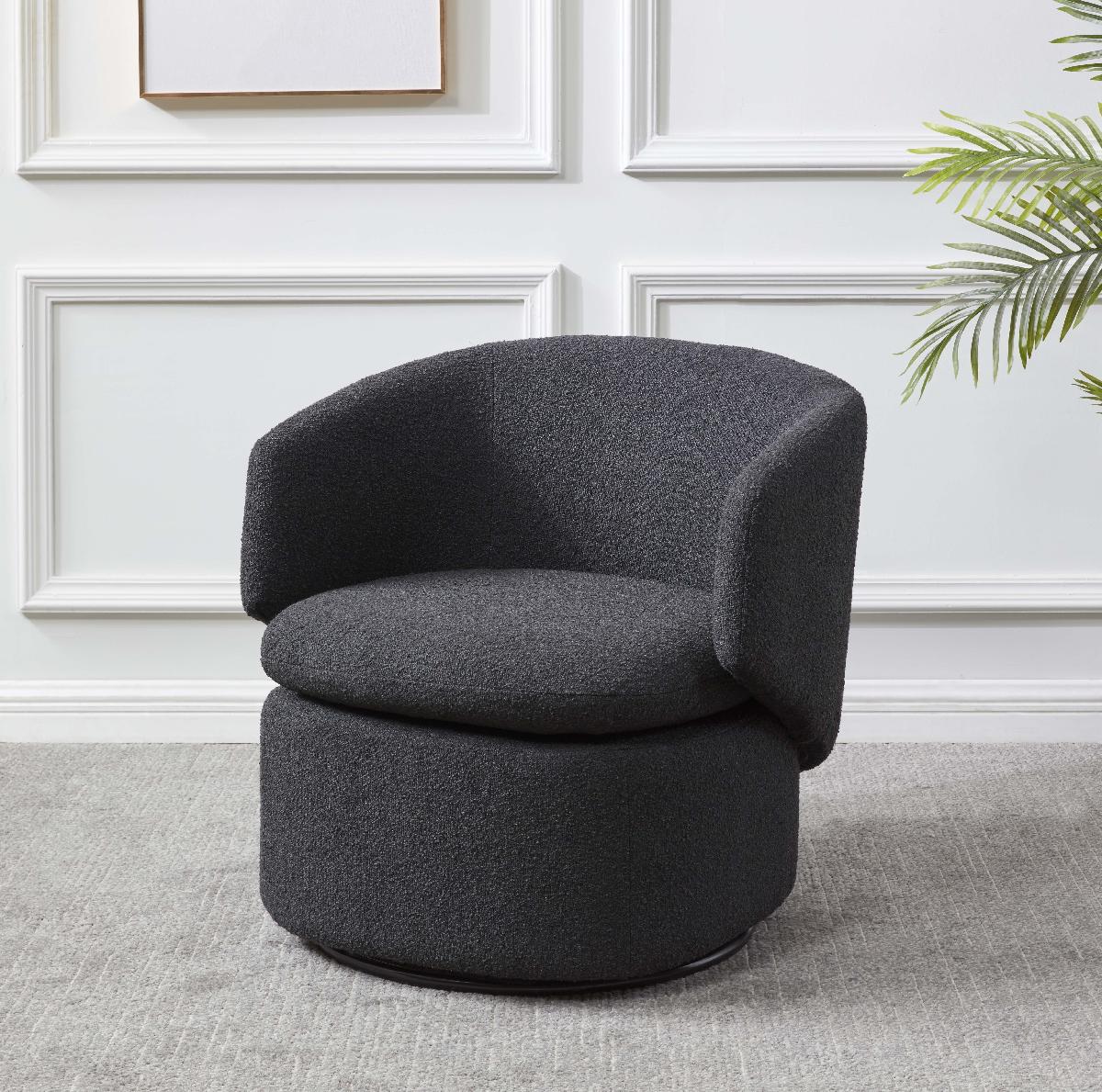 Safavieh Couture Phyllis Boucle Swivel Chair - Black