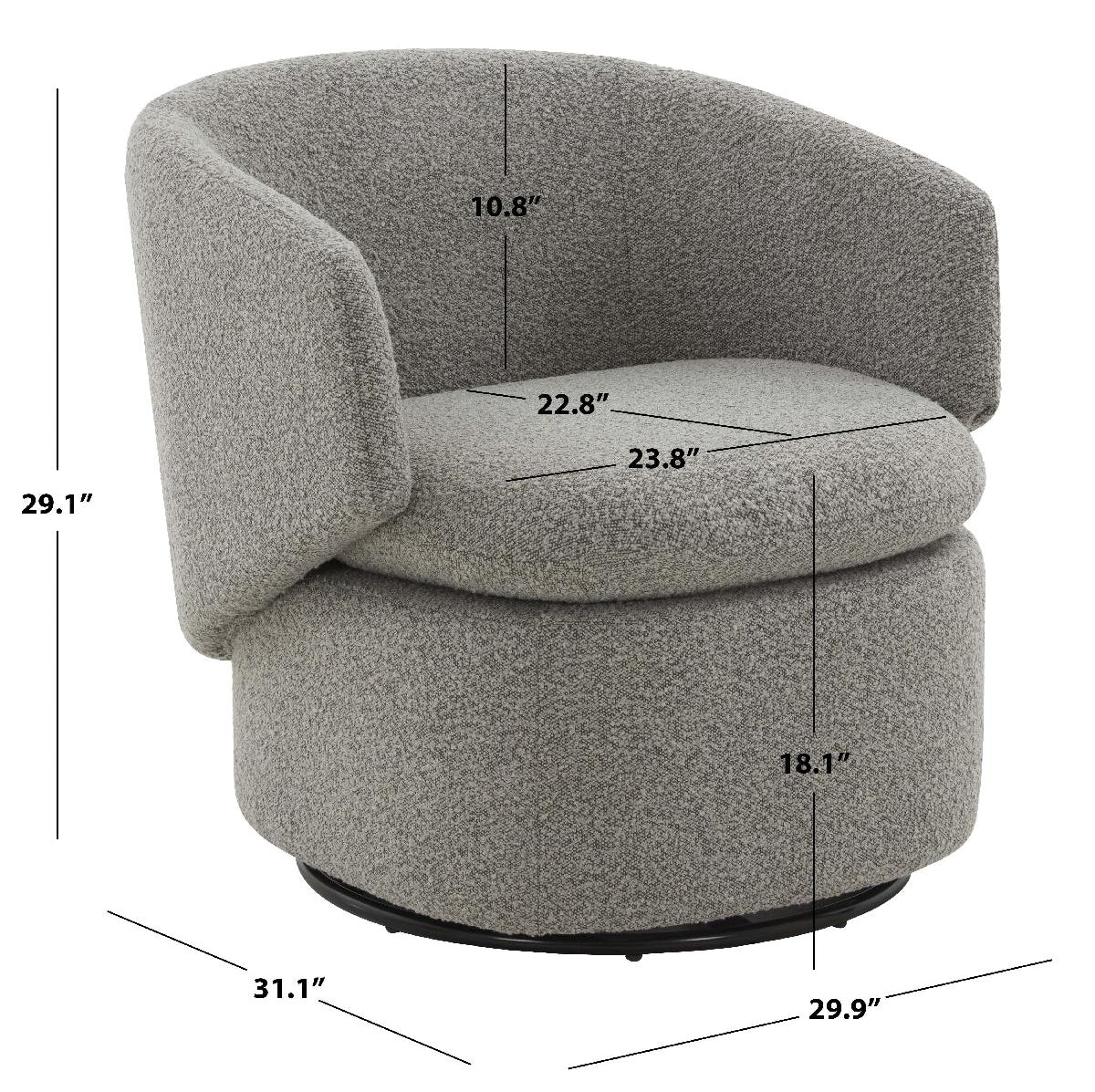 Safavieh Couture Phyllis Boucle Swivel Chair - Grey