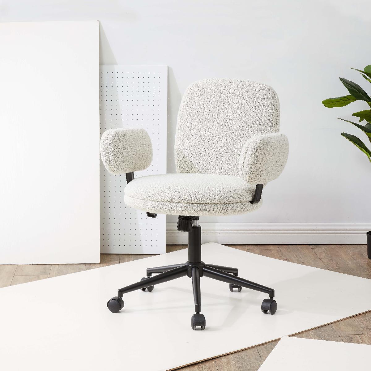 Safavieh Couture Emeril Boucle Adjustable Desk Chair - Light Grey / Black